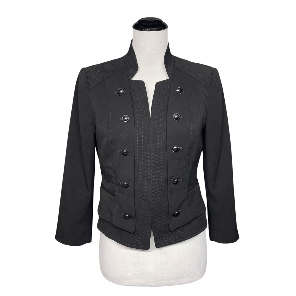 White House Black Market Jacket Women 4 Black Military Blazer Goth Steampunk